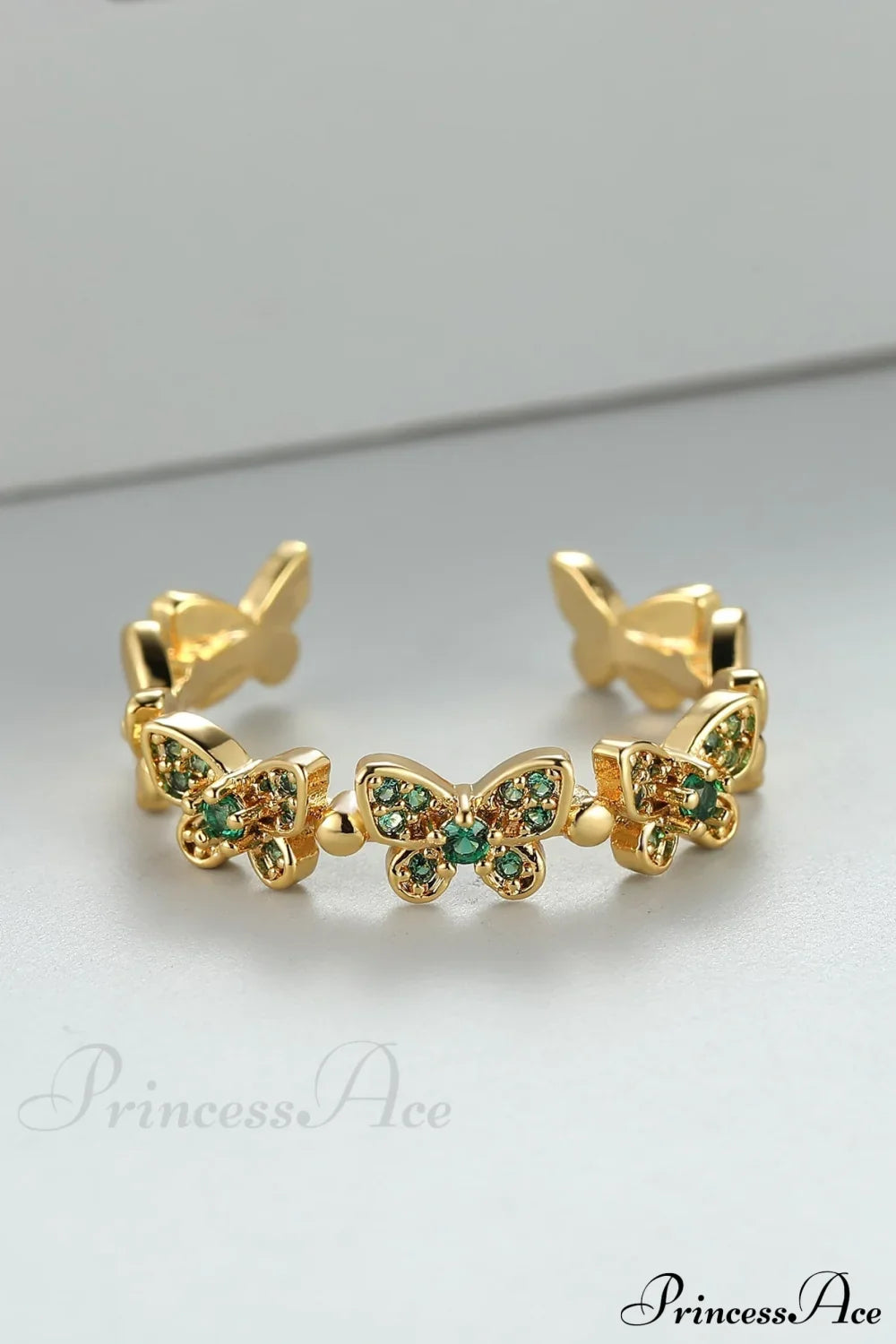 Rhinestone Butterfly Decor Cuff Ring
