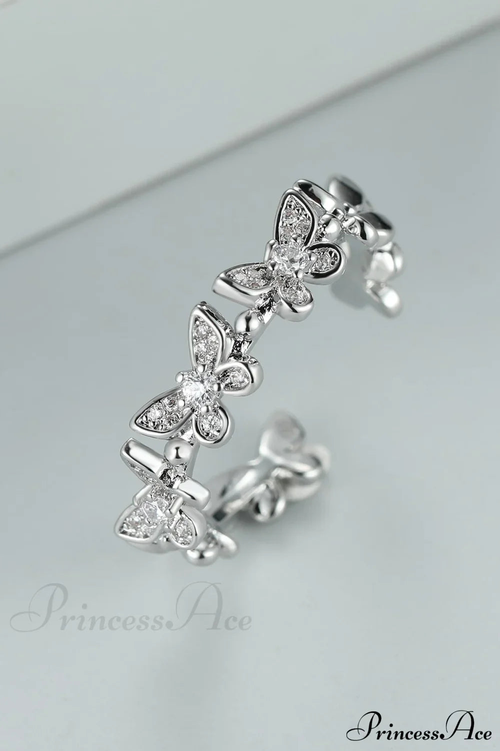 Rhinestone Butterfly Decor Cuff Ring