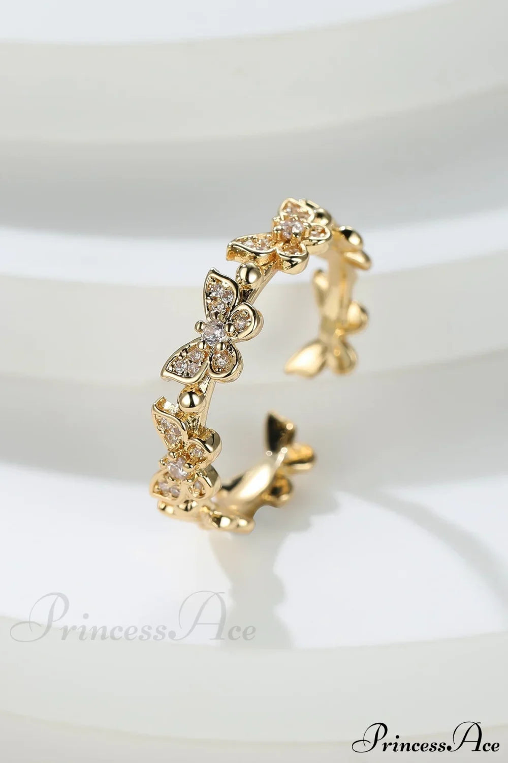 Rhinestone Butterfly Decor Cuff Ring