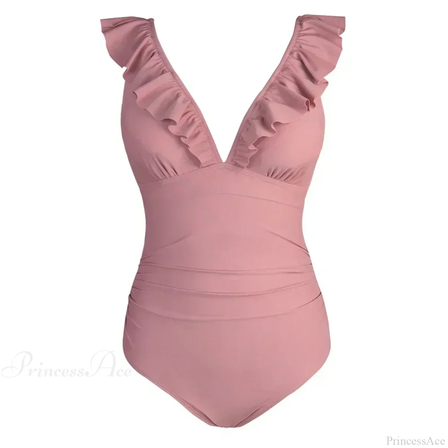 Ruffled V-neck Lace Up One Piece Set