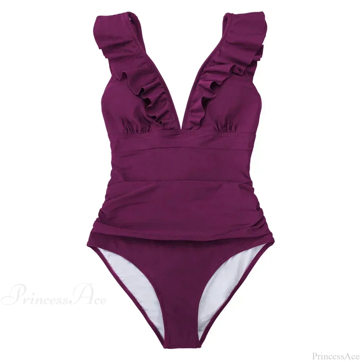 Ruffled V-neck Lace Up One Piece Set