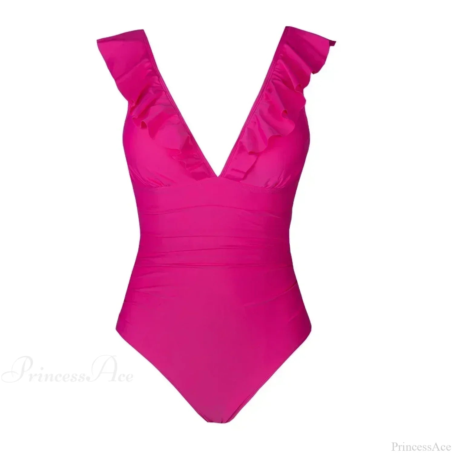 Ruffled V-neck Lace Up One Piece Set