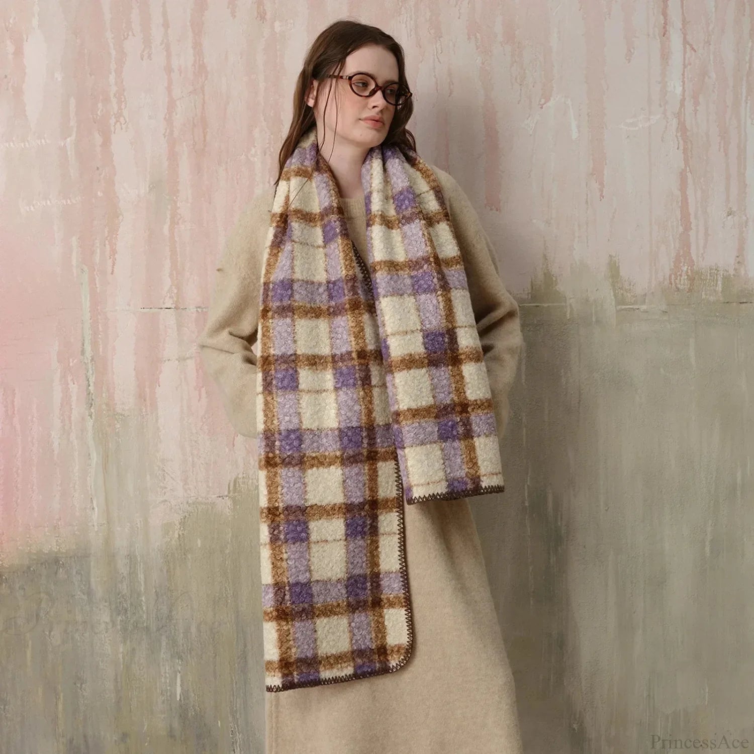 Skotská vlněná kostkovaná šála pro ženy - podzimní/zimní pléd