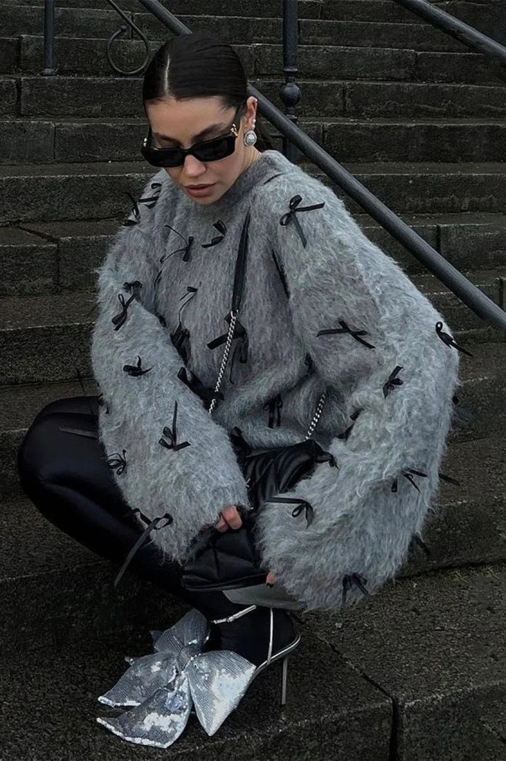 Seamoss Bowknot Warm Knit Sweater