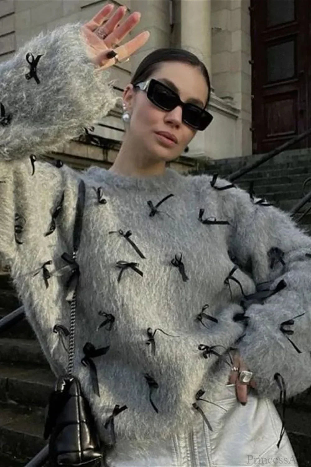 Seamoss Bowknot Warm Knit Sweater