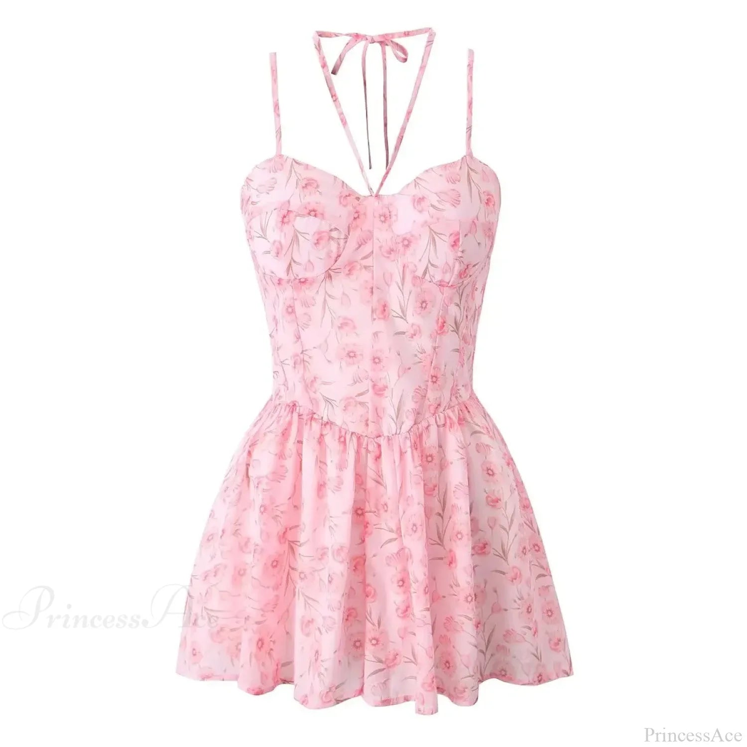 Mono sexy con tirantes halter y estampado floral vestido floral