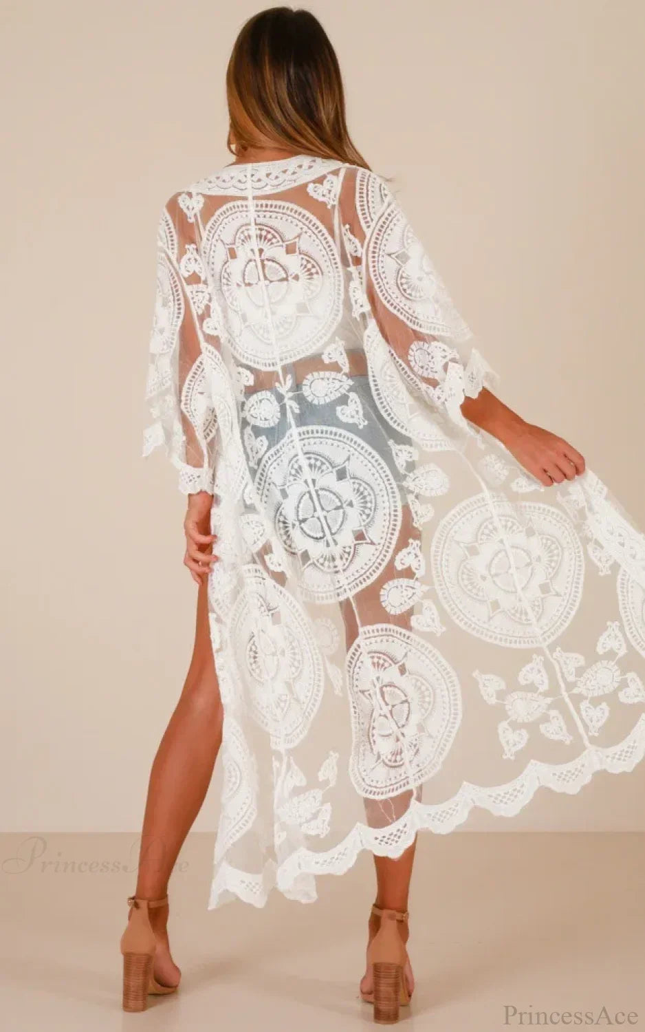 Sexy See-Through Lace Blouse Boho Beach Bikini Cover Up