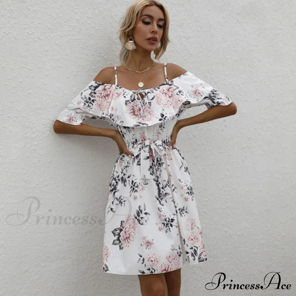 Sexy Mini-Kleid mit Blumenmuster und Spaghettiträgern