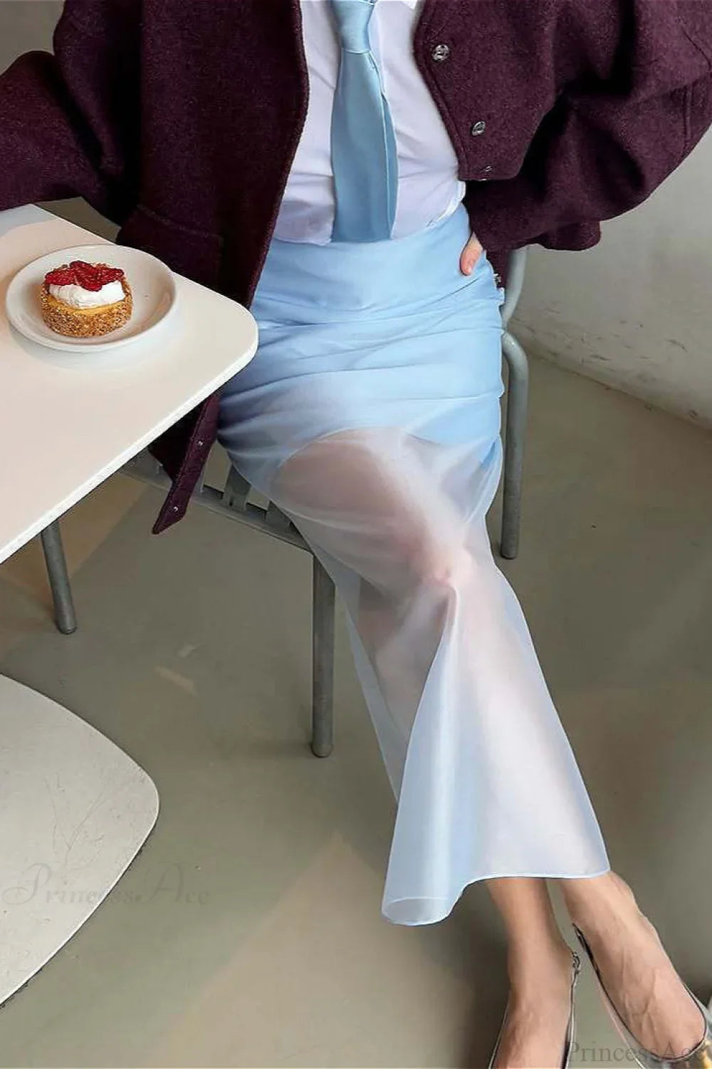 Sheer High Waist Midi Skirt