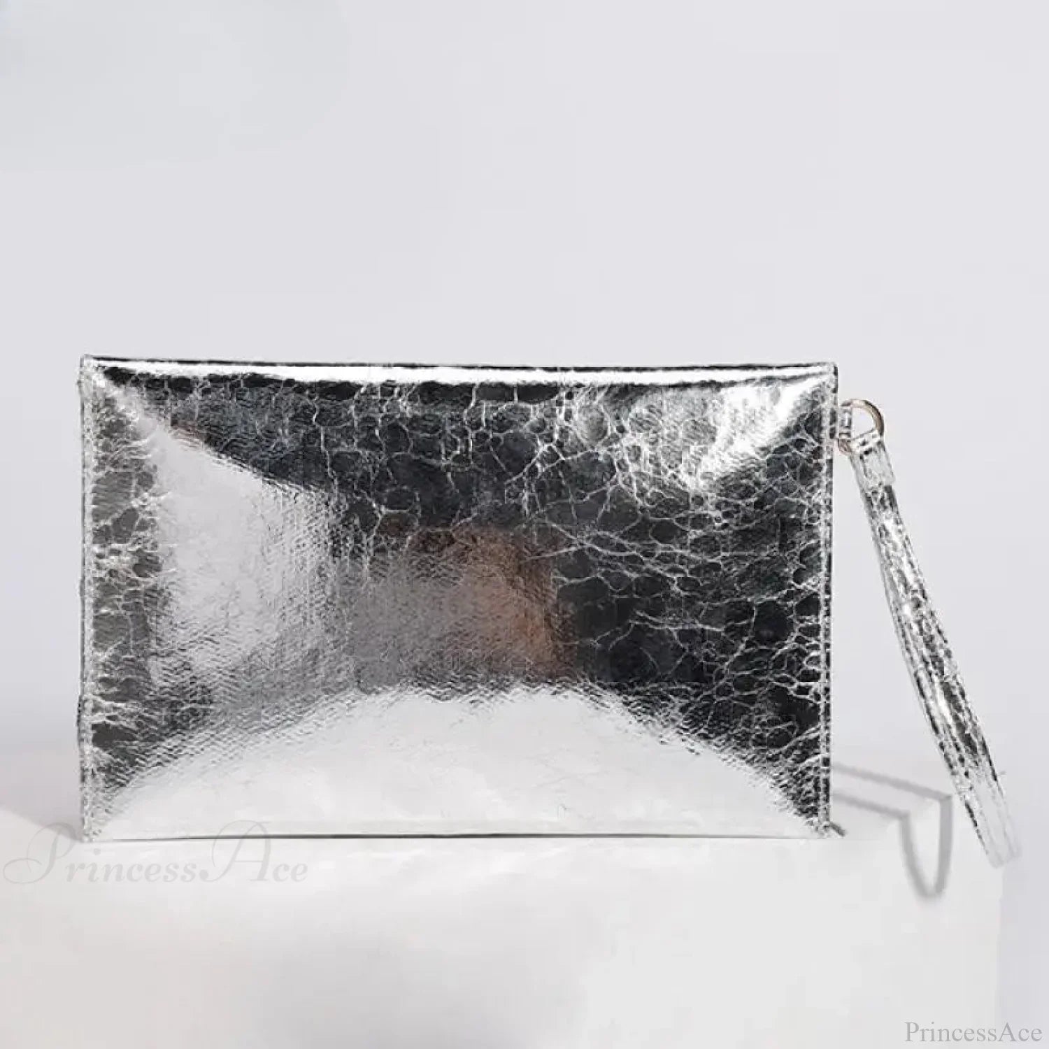 Silver Sequin Rhinestone Evening Clutch Wristlet