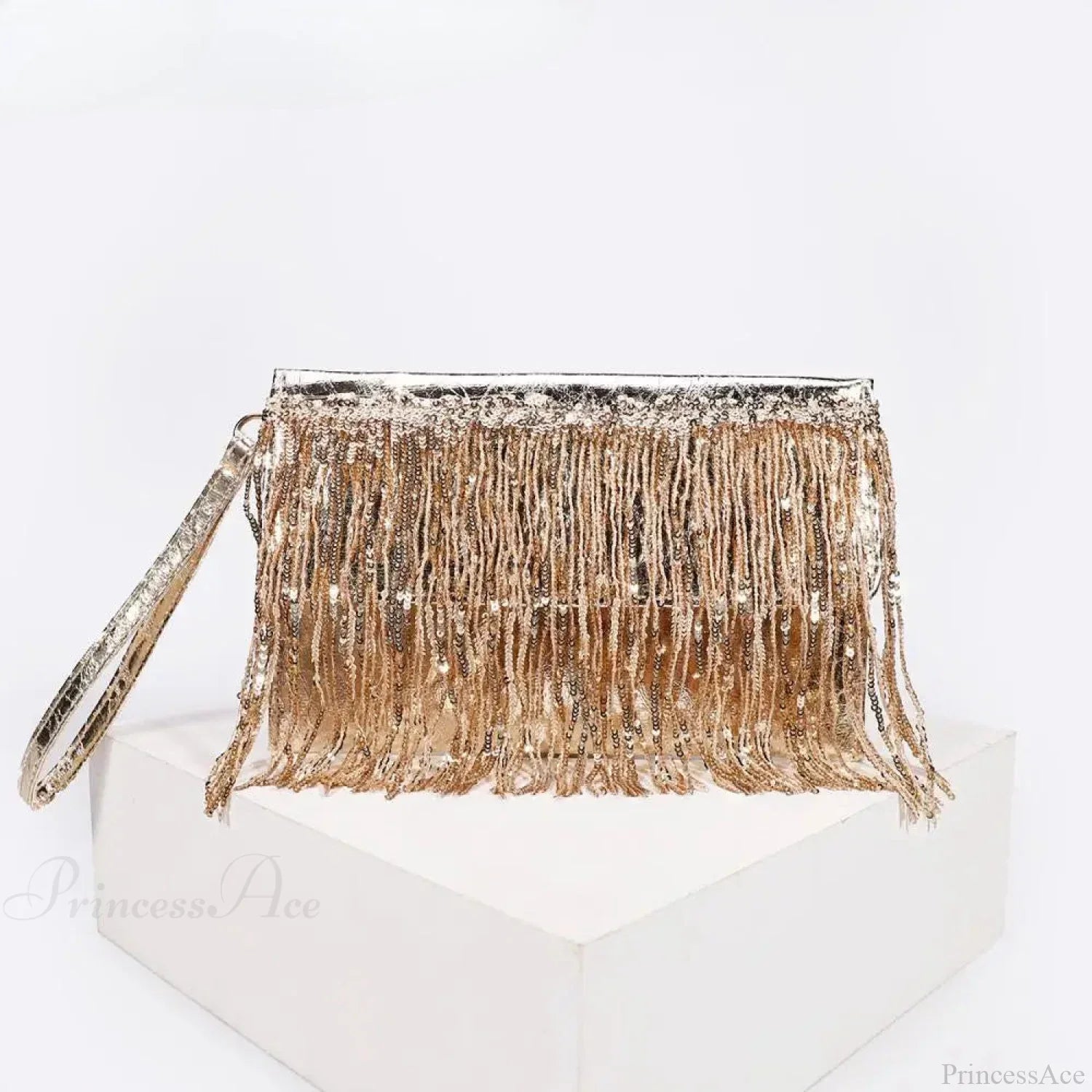 Silver Sequin Rhinestone Evening Clutch Wristlet