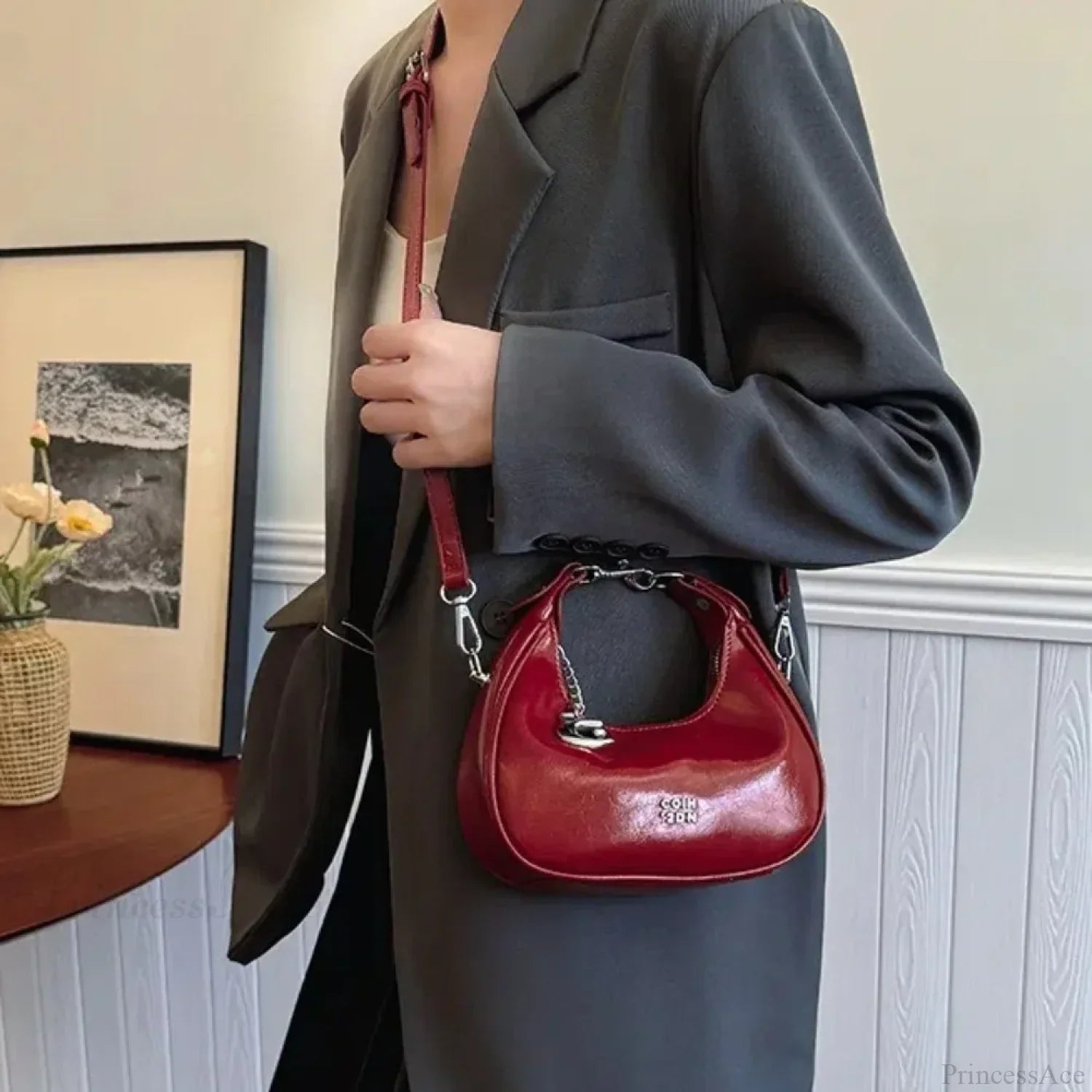 Borsa a tracolla semplice, versatile, a tinta unita