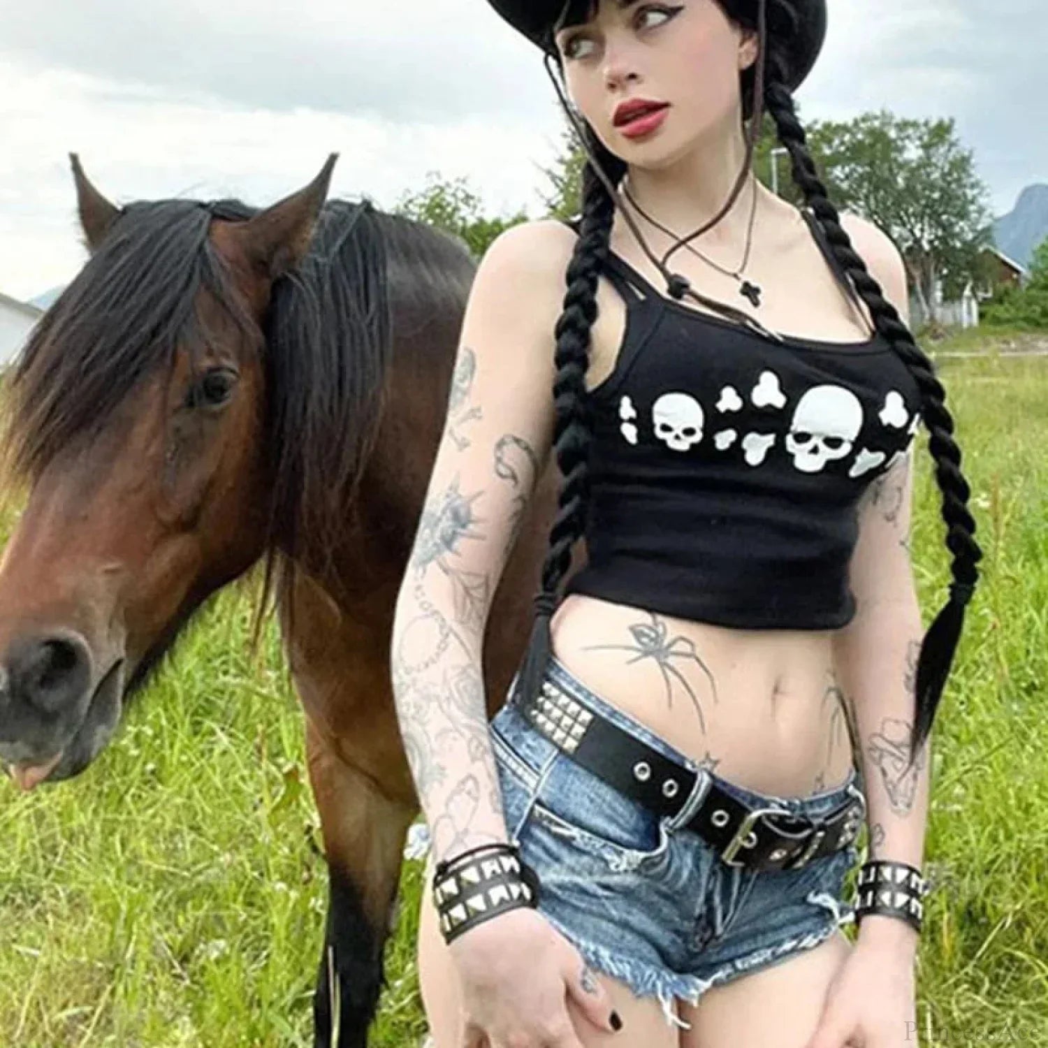 Totenkopf-Muster Kurzoberteil