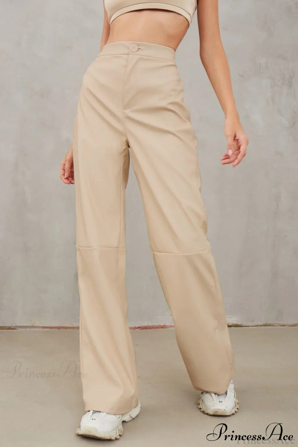Slim Faux Leather High Waist Wide Leg Pants
