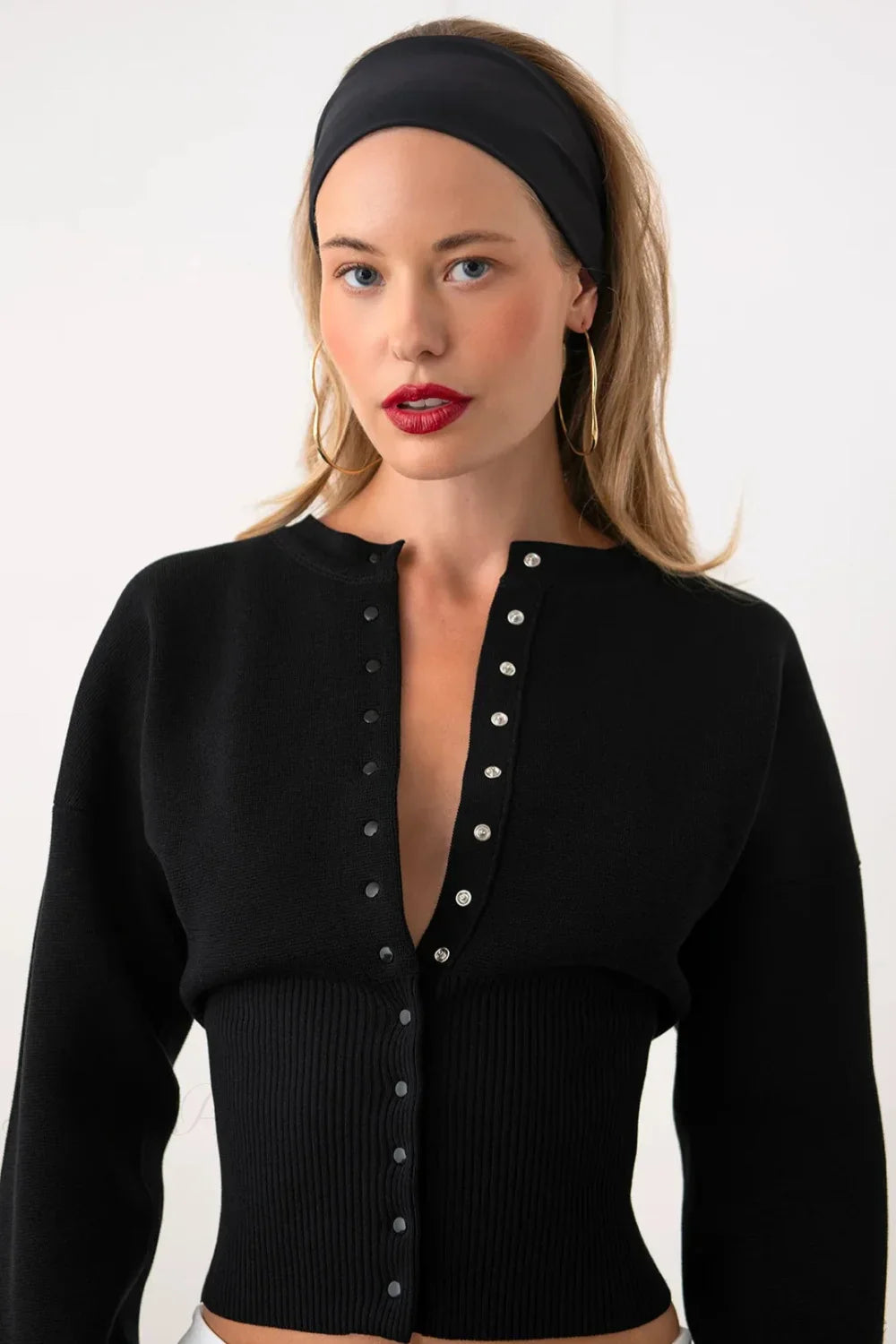 Solid Color Button Long Sleeve Slim Cardigan Sweater