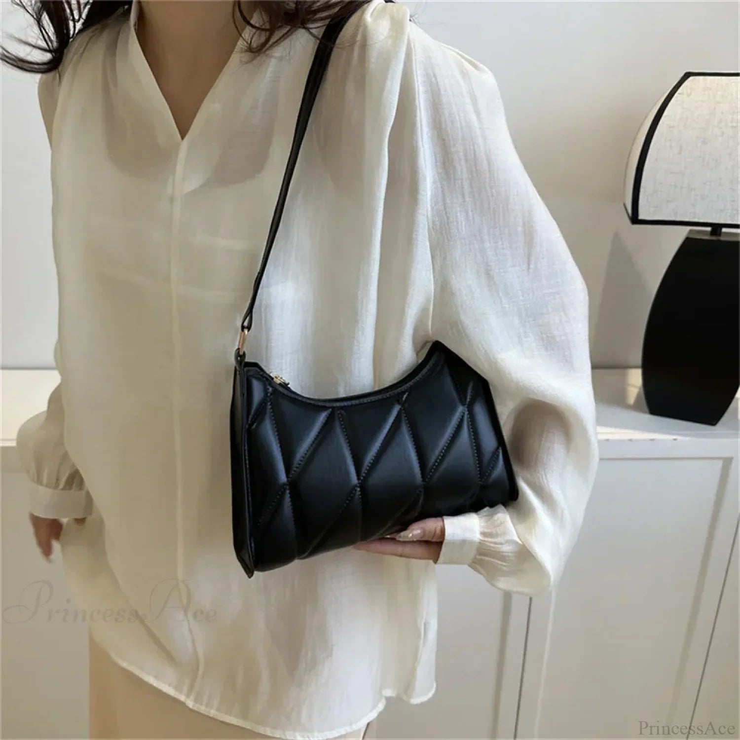 Solid Color PU Leather Underarm Crossbody