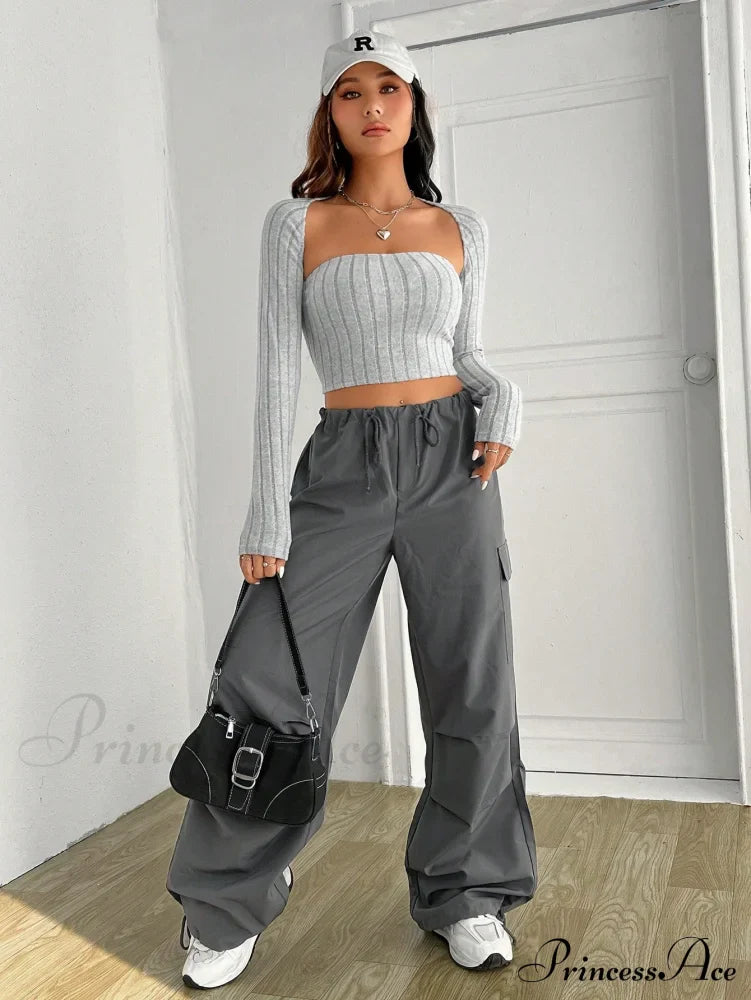 Solid Ribbed Knit Crop Tube Top & Bolero