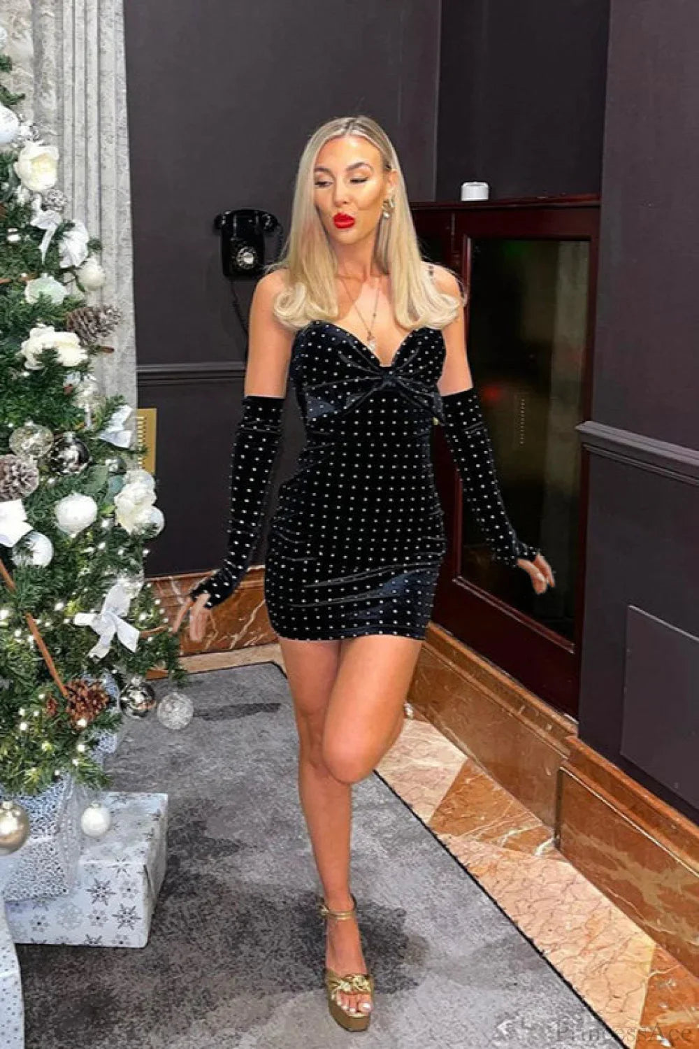 Sparkly Velvet Cami Bodycon Mini Dress