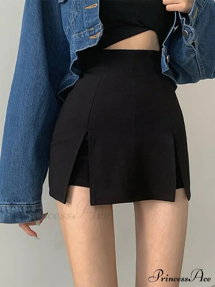 Costume pour dames de bureau jupe fendue été nouvelle jupe courte noire trapèze