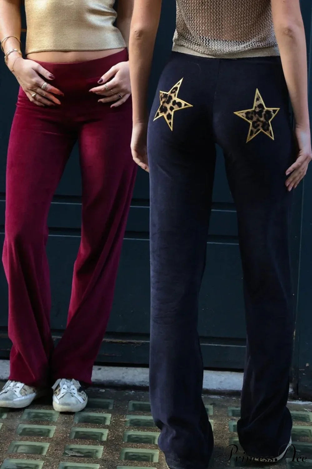 Star Print Stretchy High Waist Straight Leg Pants