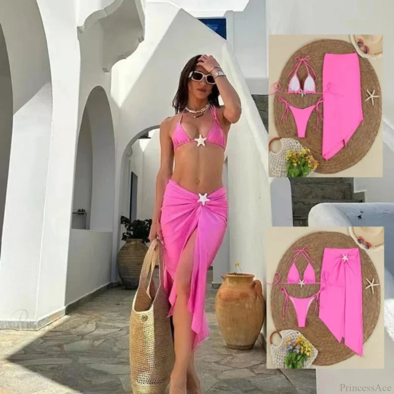 Starfish Thong Bikini Set Three Piece Swimsuit