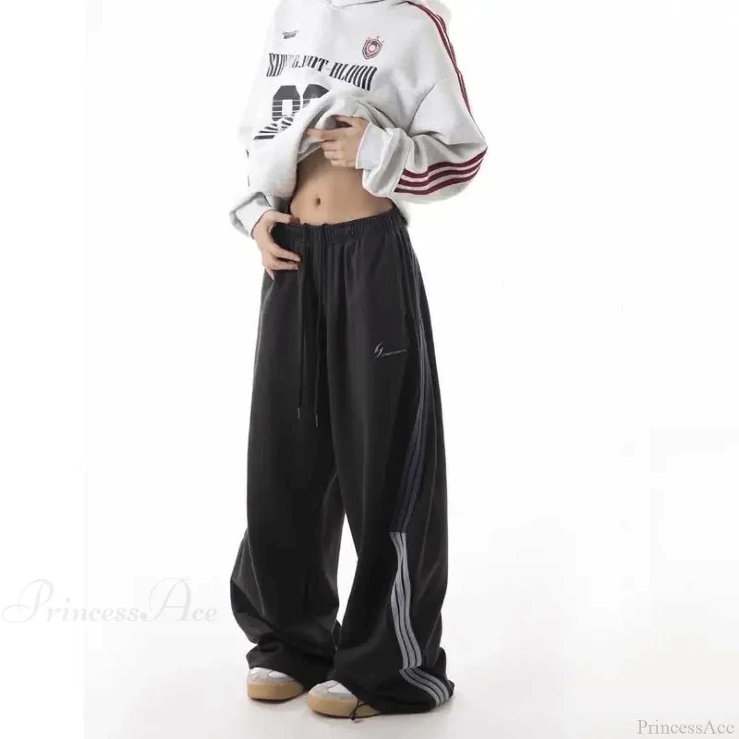 Striped Drawstring Vintage High Waist Pants