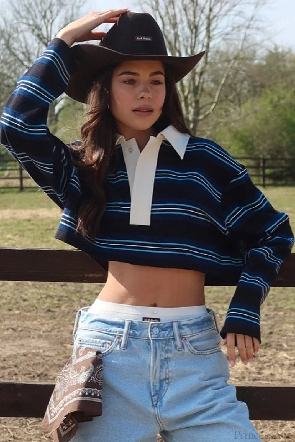 Maglia a collo alto a righe, manica lunga, aderente e corta