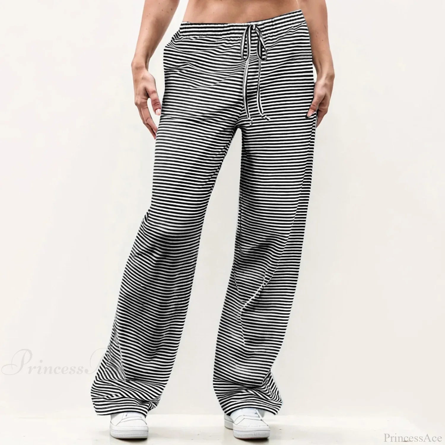 Striped Solid Wide Leg Pants