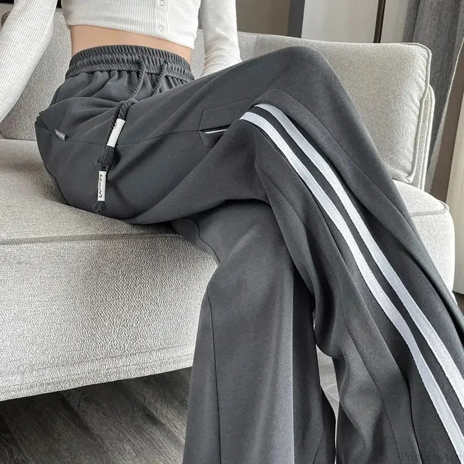 Striped Sports Casual High Waist Pants