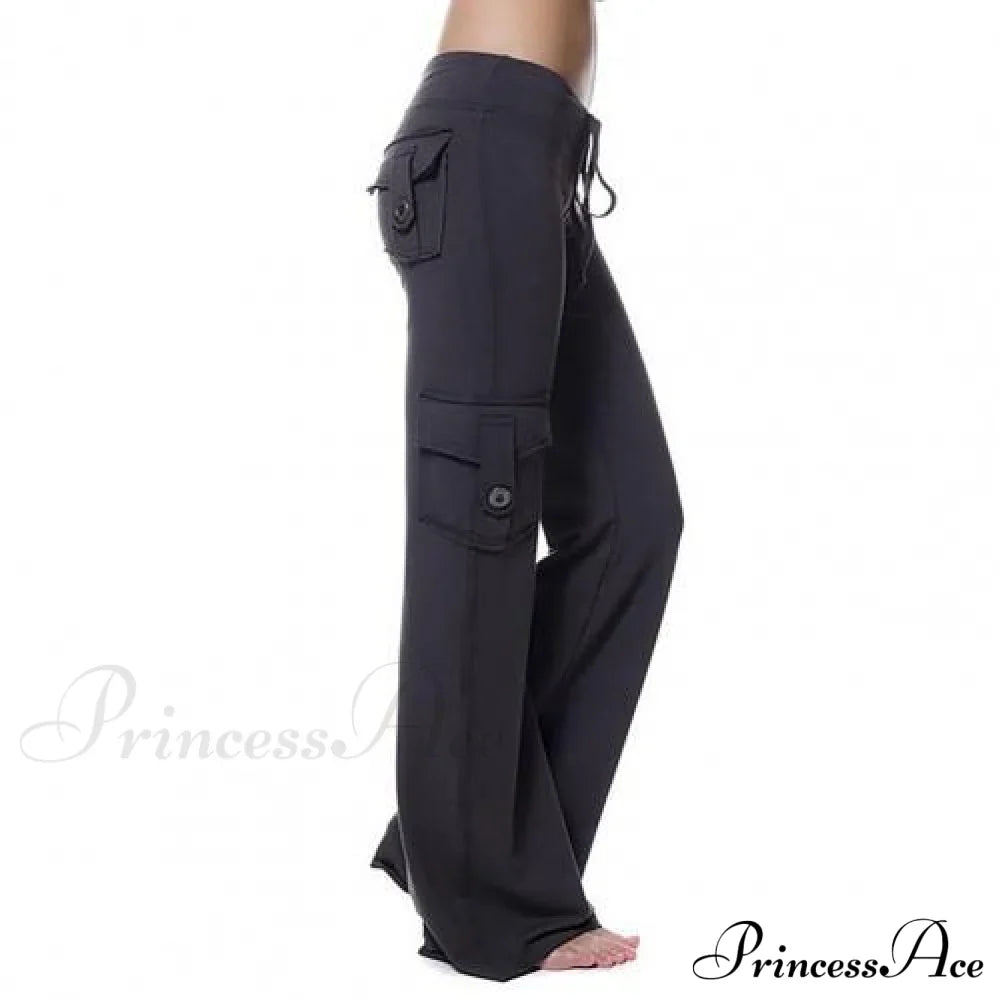 Strong Elastic Wide Leg Soft Sports Drawstring Straight Cargo Pants
