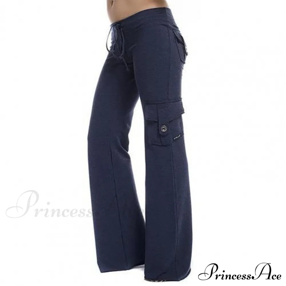 Strong Elastic Wide Leg Soft Sports Drawstring Straight Cargo Pants