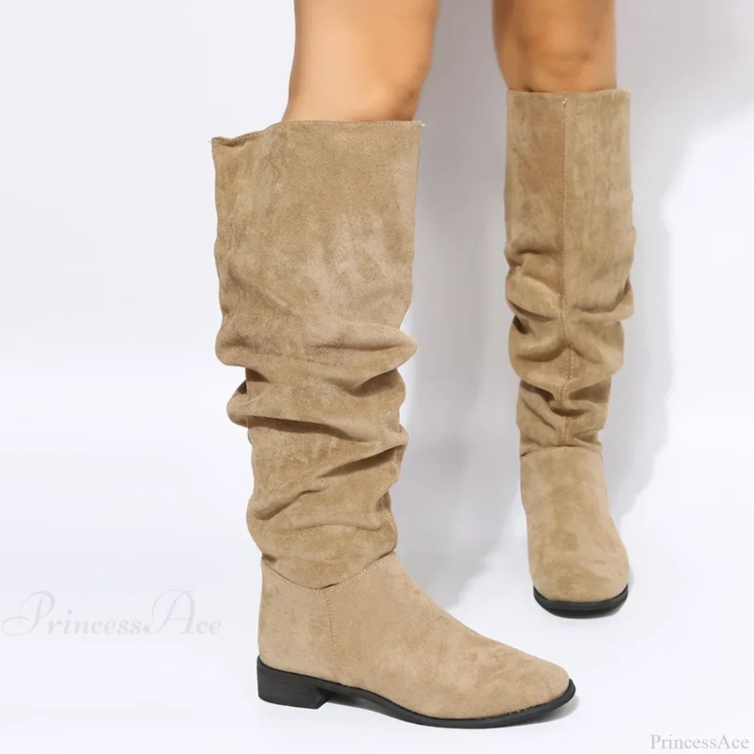 Suede Pointed Toe Knee-High Boots
