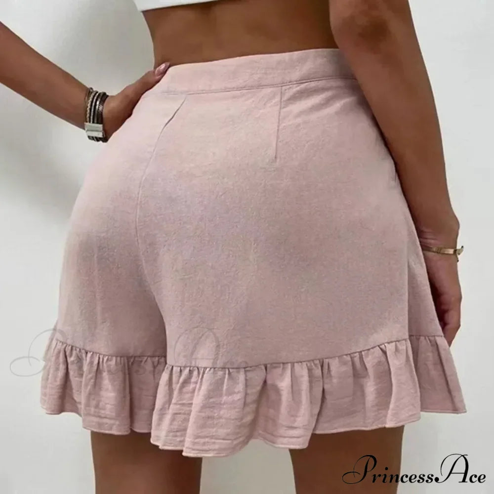 Letní volné široké kalhoty do áčkového střihu s volánkem, bavlněný lněný měkký materiál, krátké nohavice