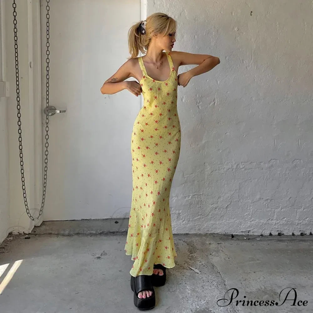 Robe d'été sans manches de plage à motif floral, dos nu, ajustée, élégante, à bretelles, pour soirée en club