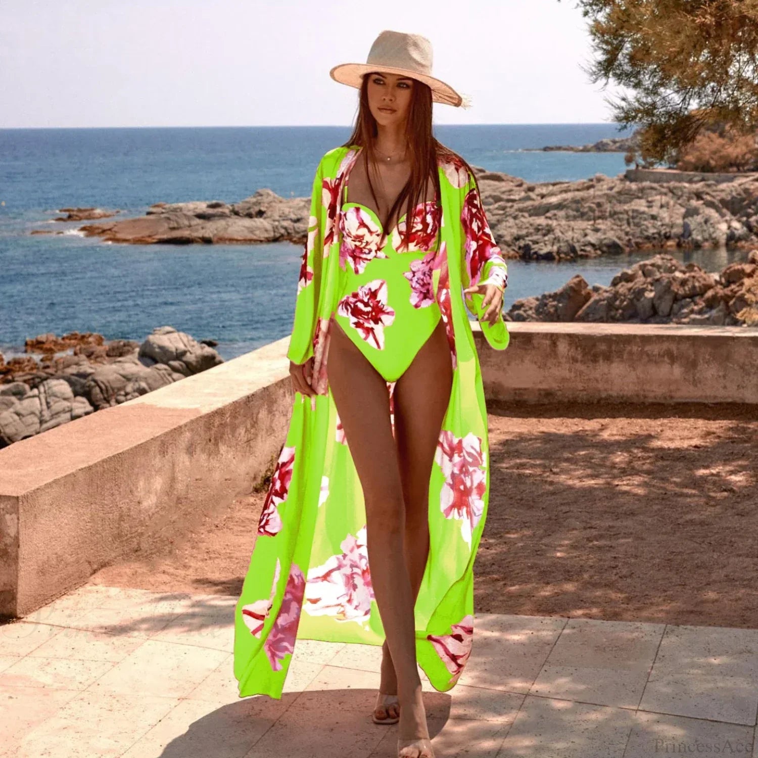 Swimwear with Kimono One Piece Swimsuit Three Piece Set