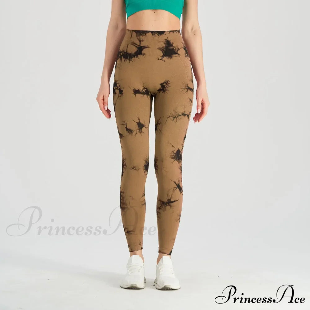Tie Dye Waist Tummy Control Seamless Push Up Yoga Legging