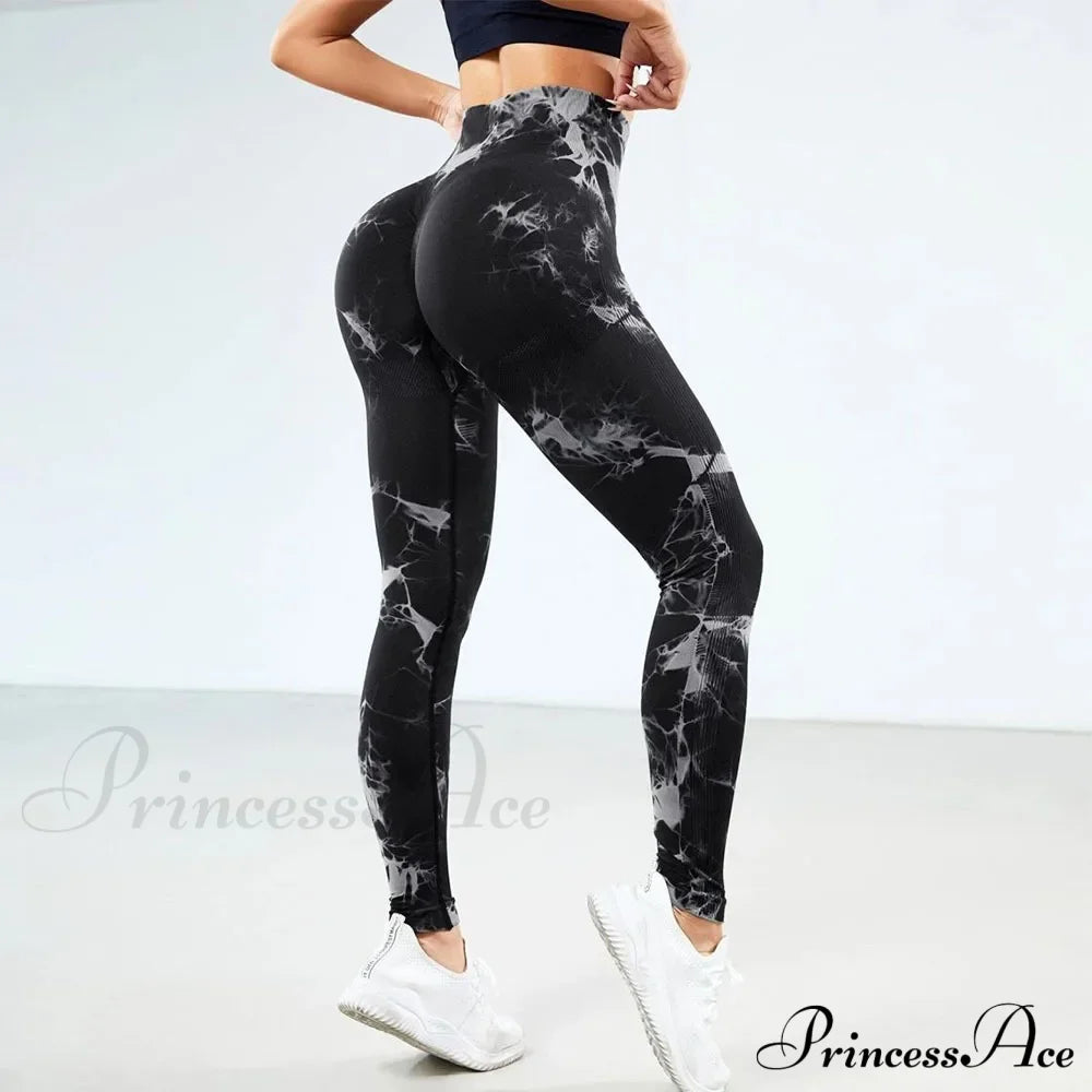 Tie Dye Waist Tummy Control Seamless Push Up Yoga Legging