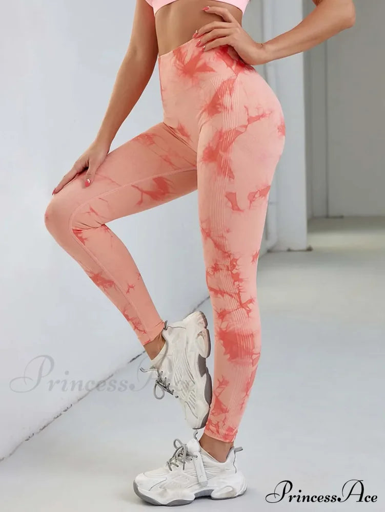 Tie Dye Waist Tummy Control Seamless Push Up Yoga Legging