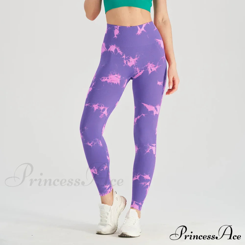 Tie Dye Waist Tummy Control Seamless Push Up Yoga Legging