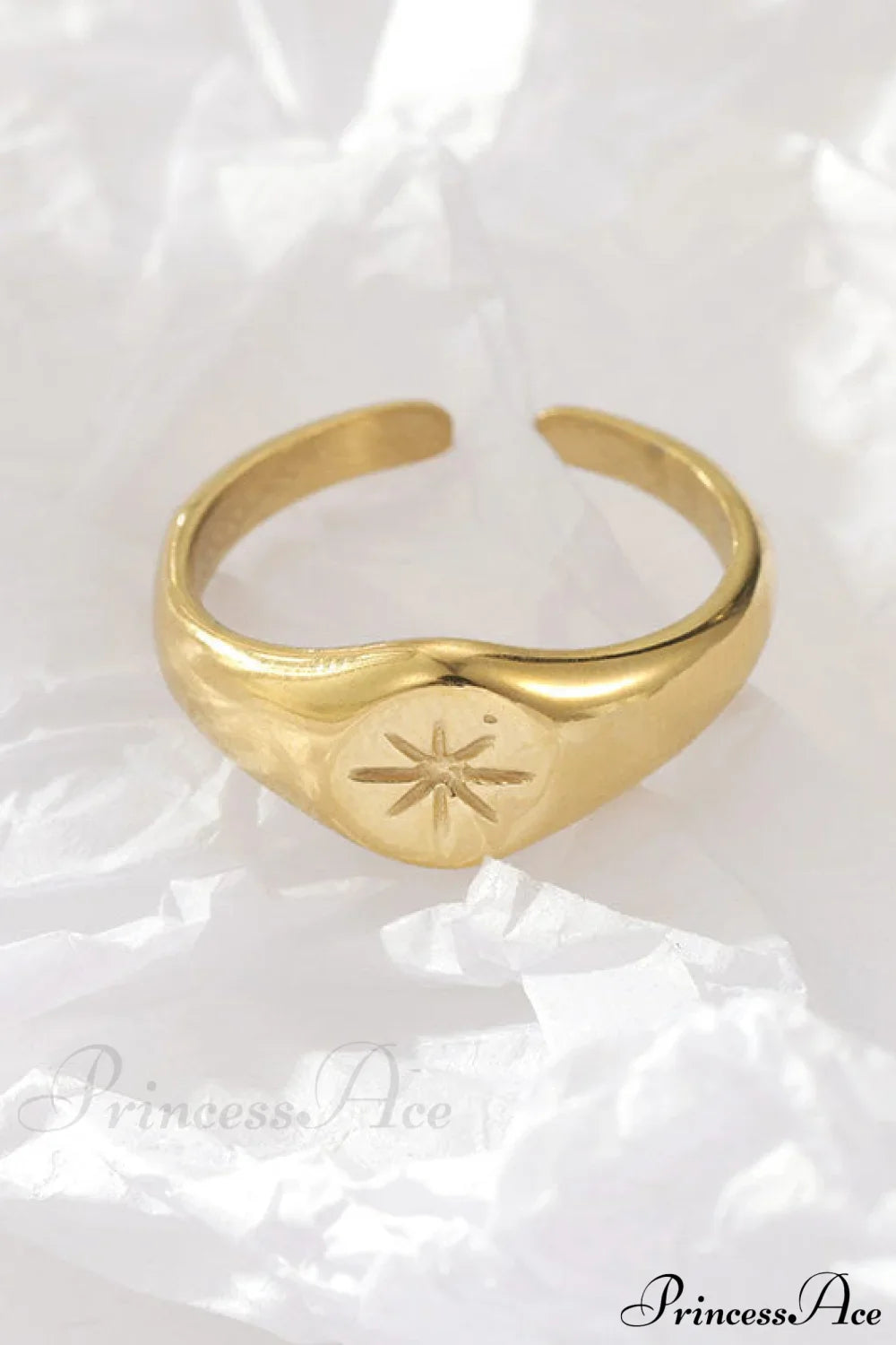 Titanium Steel Gold Plated Eight-pointed Star Rings