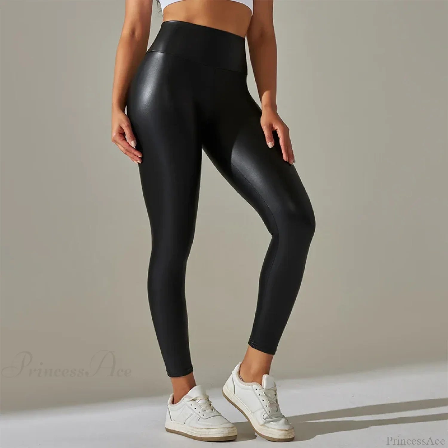 Trendy New Oversized High Waisted Tight Sexy PU Leather Yoga Pants Leggings