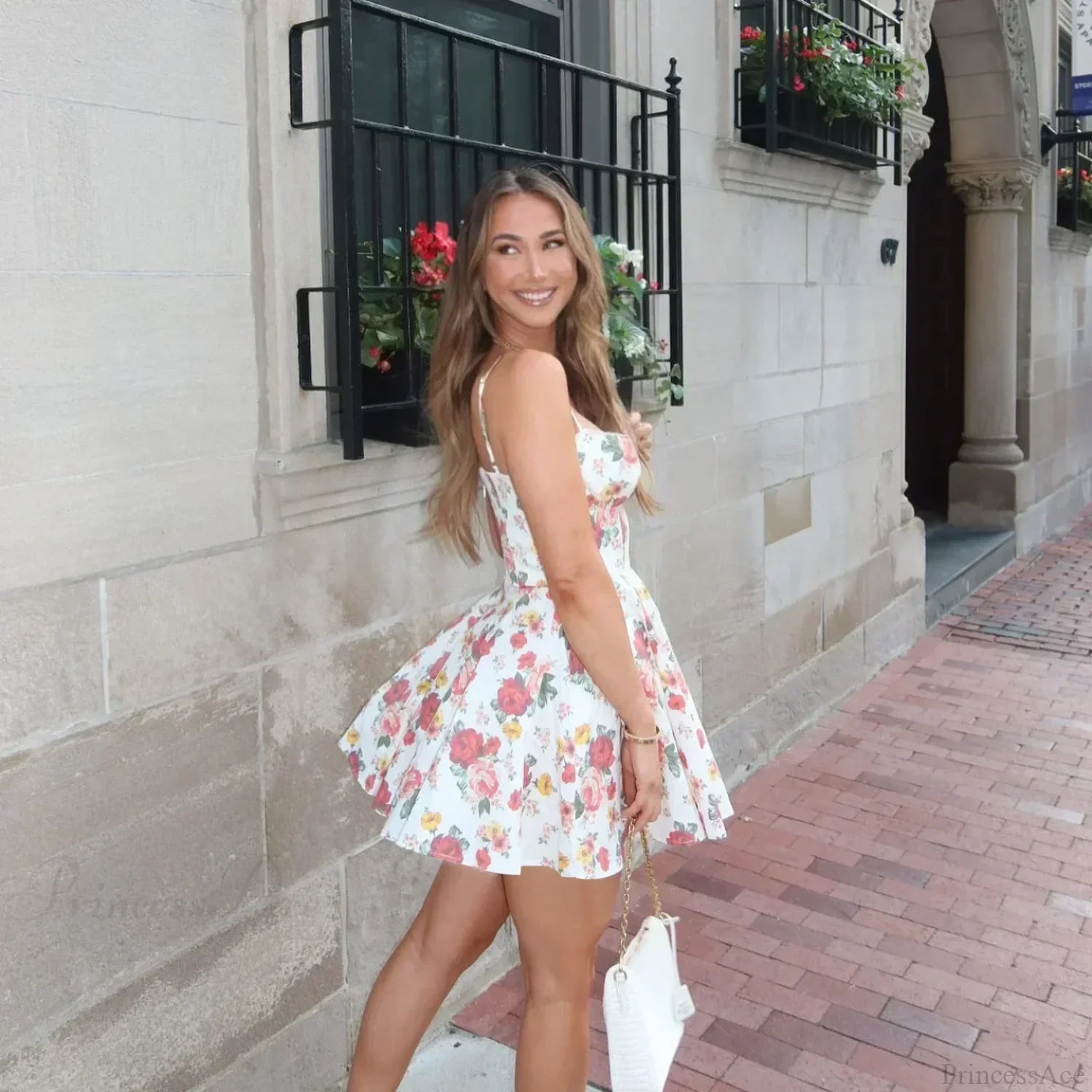 Falda de tul con estampado floral Vestido floral línea A