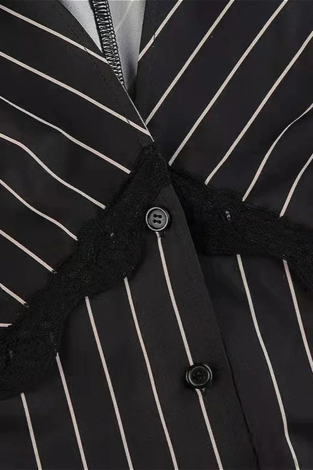 Vintage Striped Lace Contrast Blouse