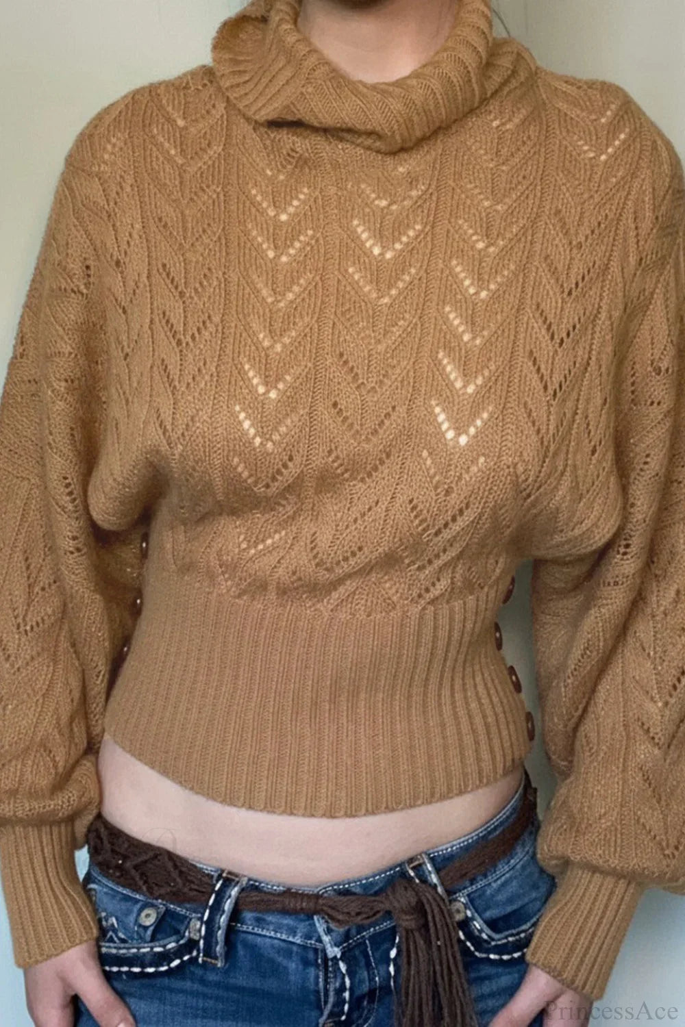 Vintage Turtleneck Slim Fitted Knit Sweater