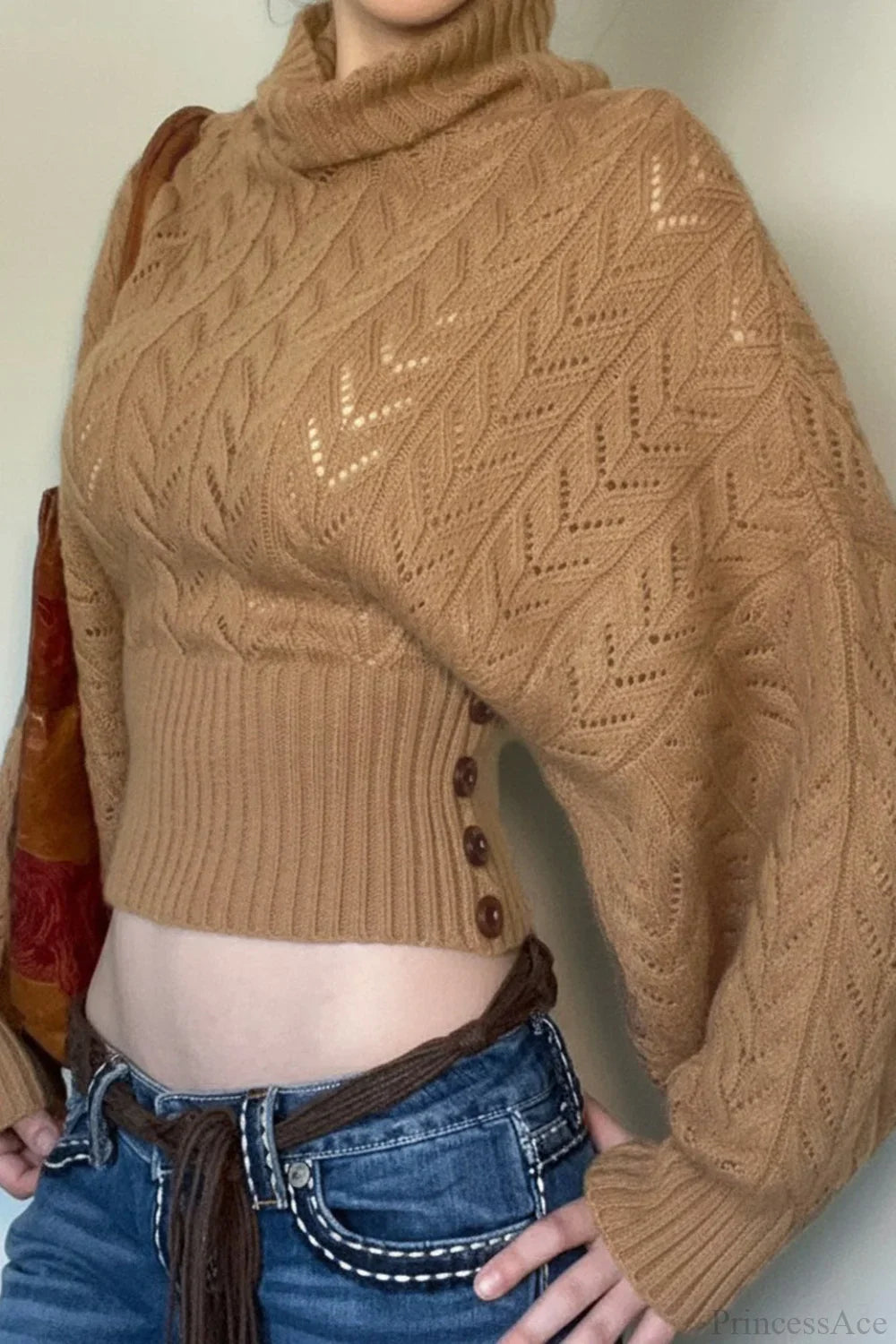 Vintage Turtleneck Slim Fitted Knit Sweater