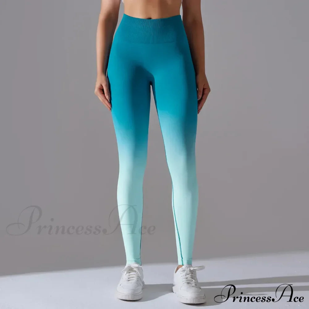 Waist Gradient Seamless Knitting Fitness Cycling Legging