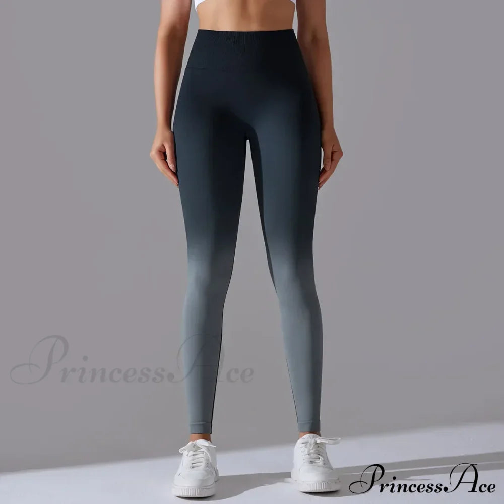 Waist Gradient Seamless Knitting Fitness Cycling Legging
