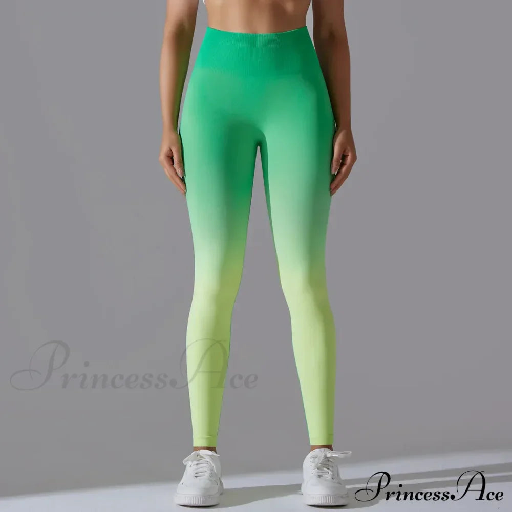 Waist Gradient Seamless Knitting Fitness Cycling Legging