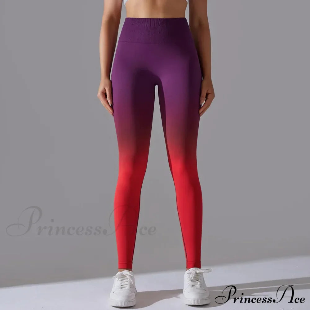 Waist Gradient Seamless Knitting Fitness Cycling Legging