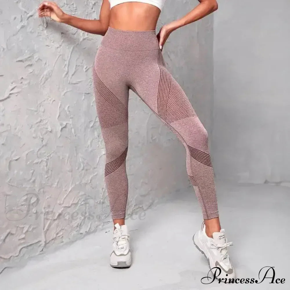 Waist Striped Mesh Fitness Outdoor Running Legging